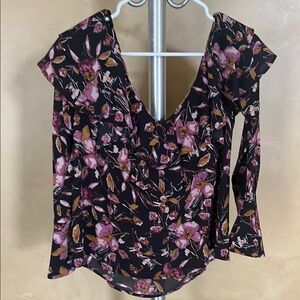 Asymmetrical Pink Long Sleeve Ruched Blouse